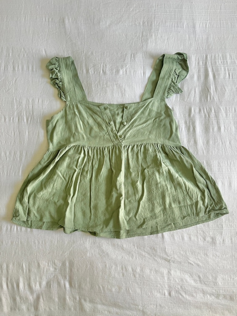Light Green Ruffle Strap Women’s Tank Top